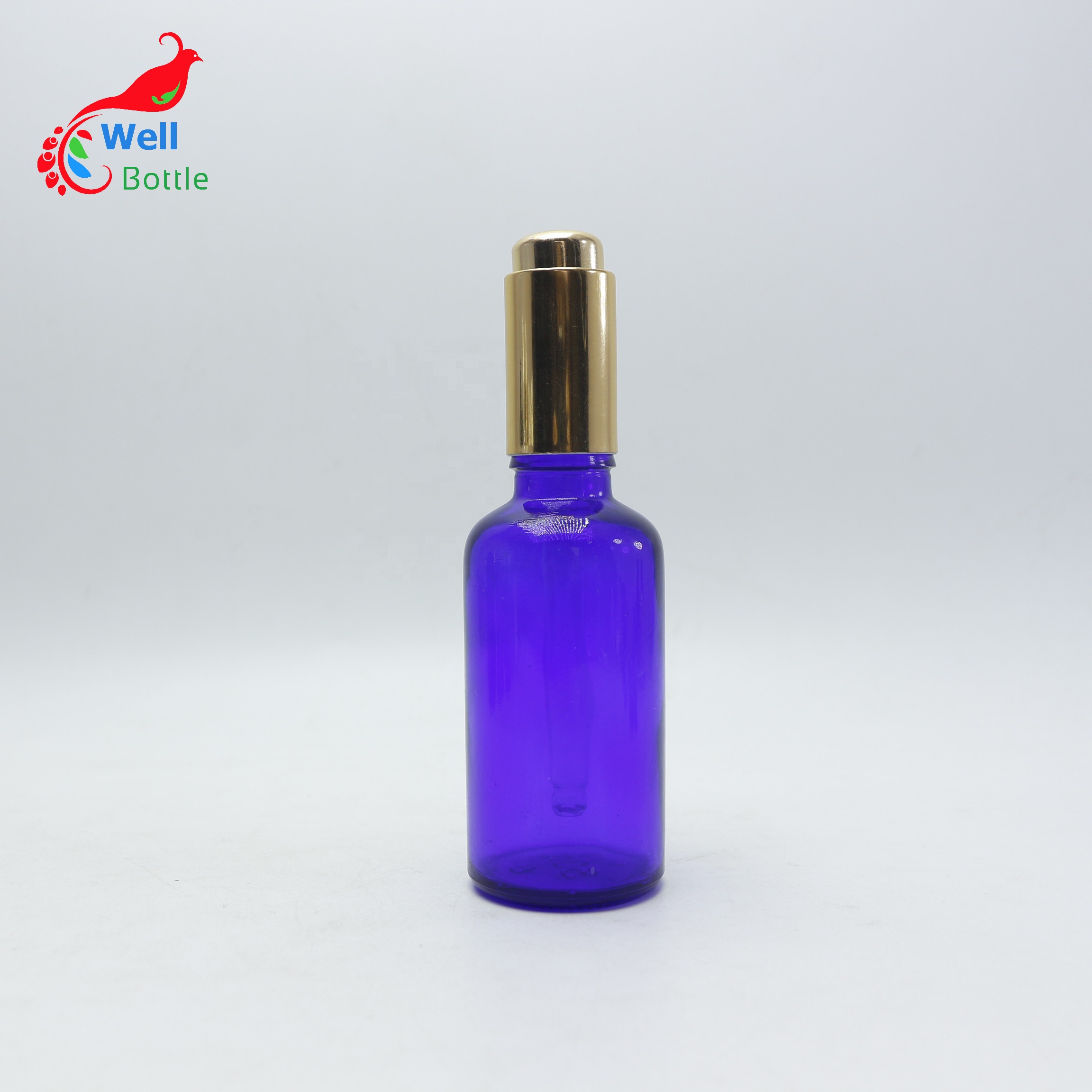 wellbottle 10ml argan blue glass dropper oil bottles with bamboo cap wholesale R45e