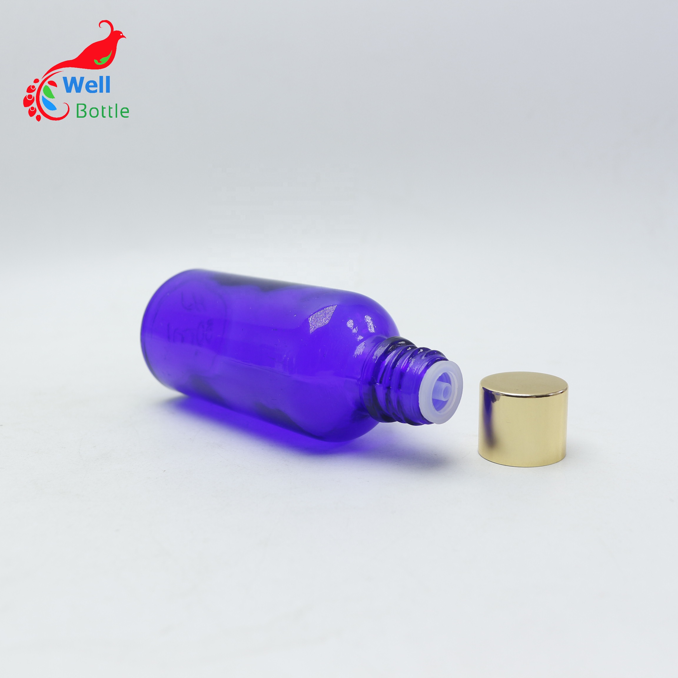 wellbottle 10ml argan blue glass dropper oil bottles with bamboo cap wholesale R45e
