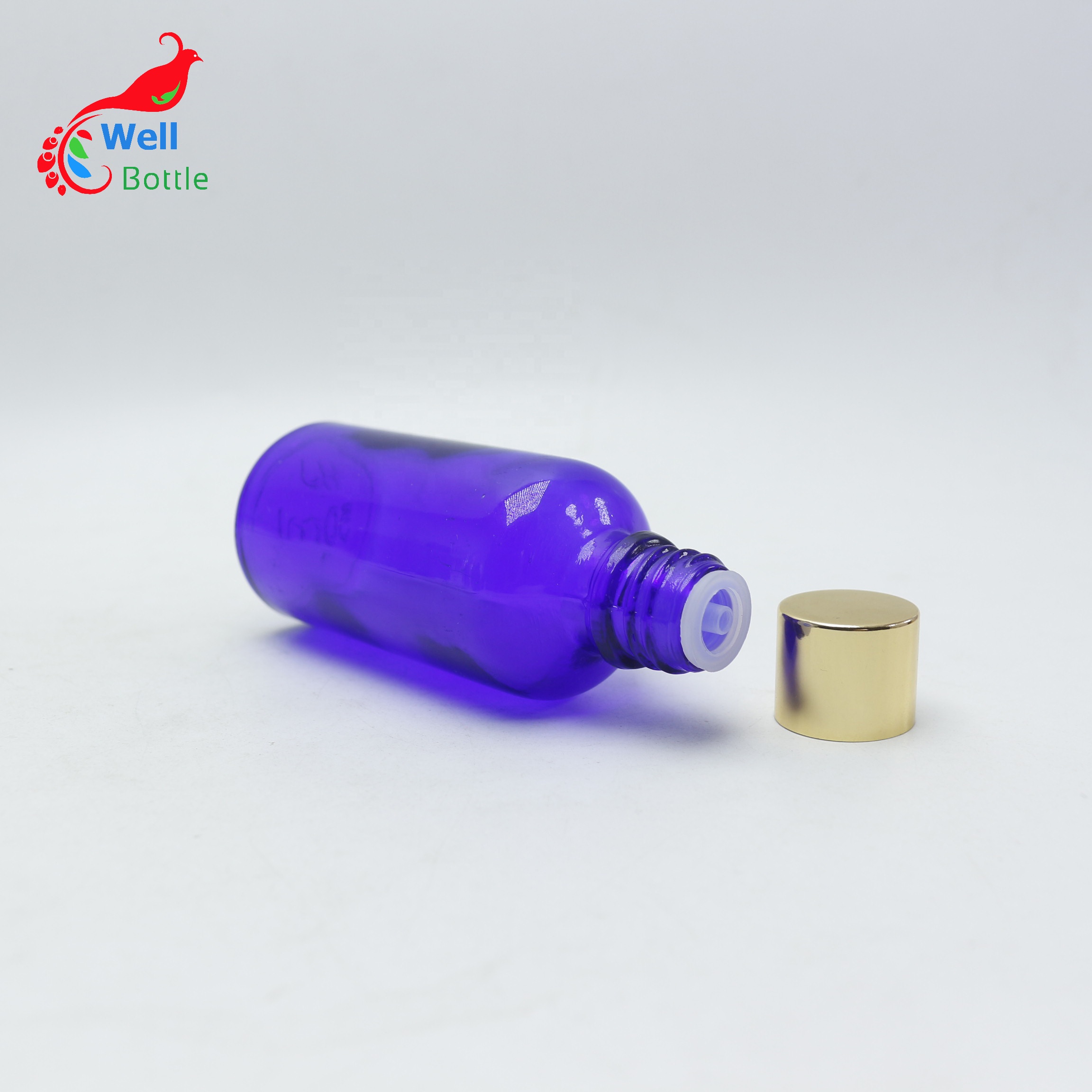 wellbottle 10ml argan blue glass dropper oil bottles with bamboo cap wholesale R45e