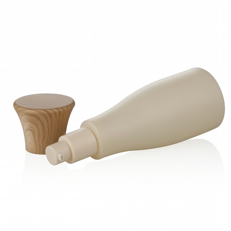 wheat color professional design 30ml 100ml empty cosmetic packaging lotion bottle with water transfer printing ABS lid
