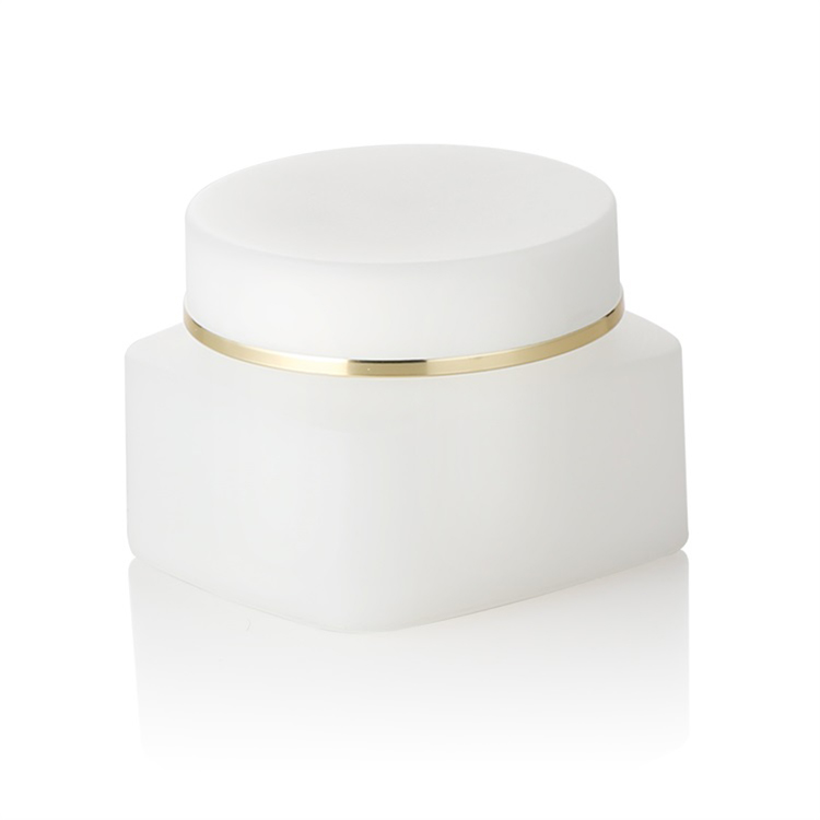 white acrylic double wall square 50g plastic jar personal care facial cream mask jar with gold line