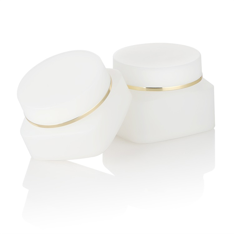 white acrylic double wall square 50g plastic jar personal care facial cream mask jar with gold line