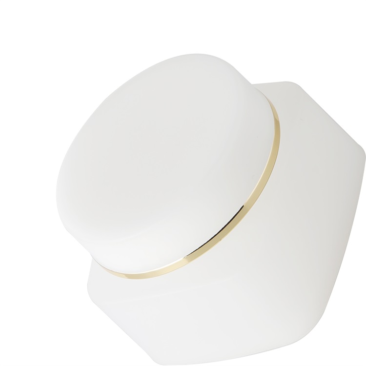 white acrylic double wall square 50g plastic jar personal care facial cream mask jar with gold line