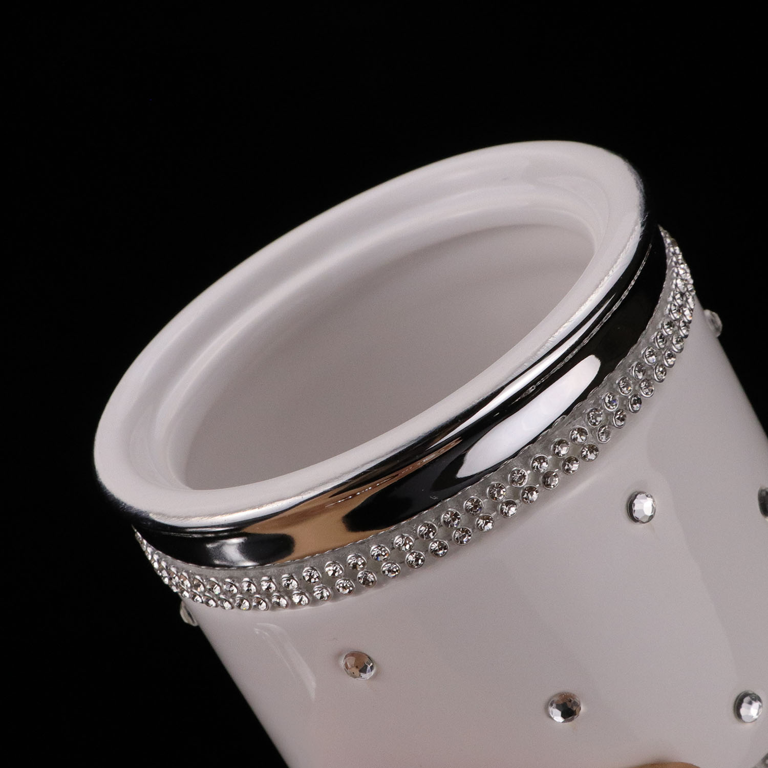 white ceramic with fake diamond ceramic storage container set