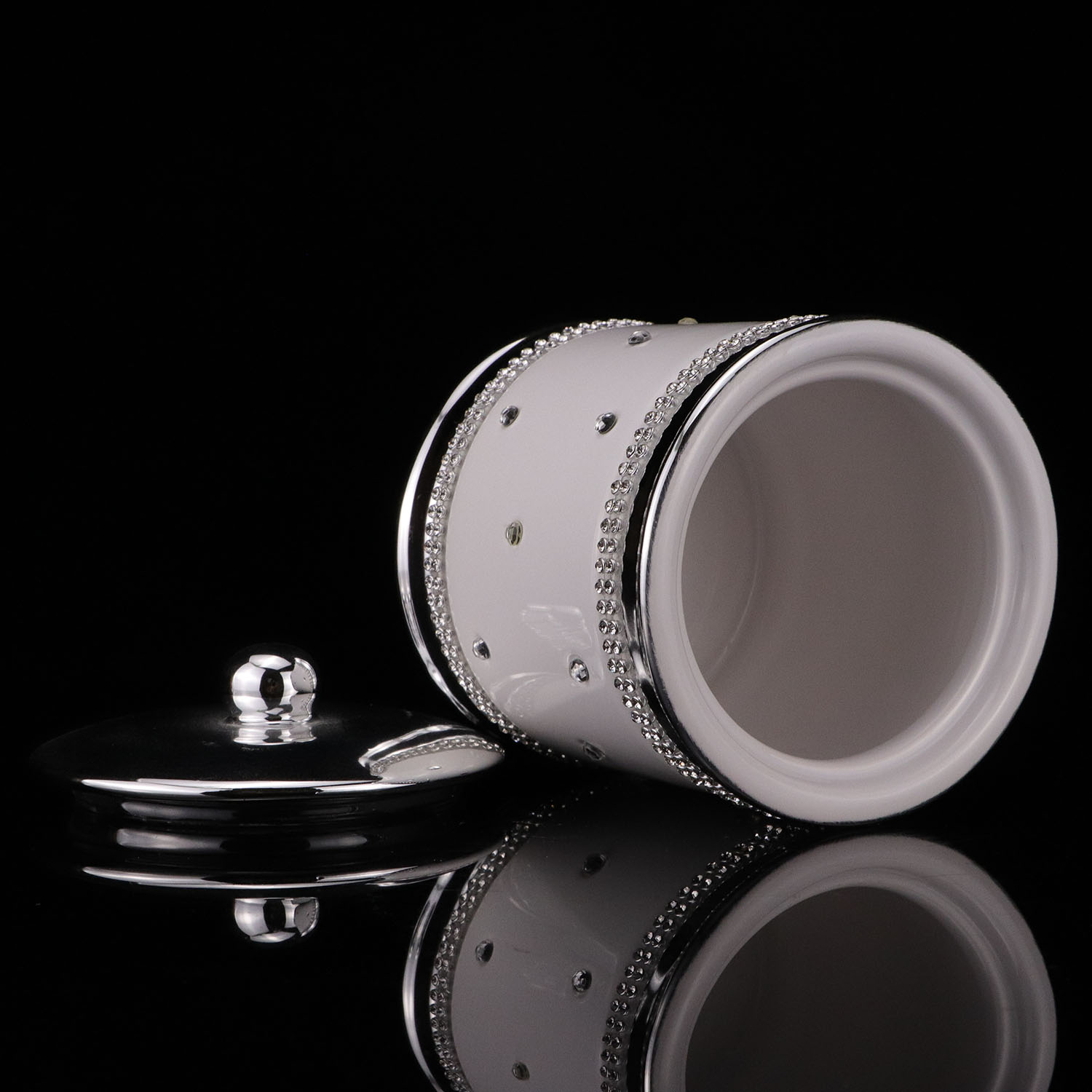 white ceramic with fake diamond ceramic storage container set
