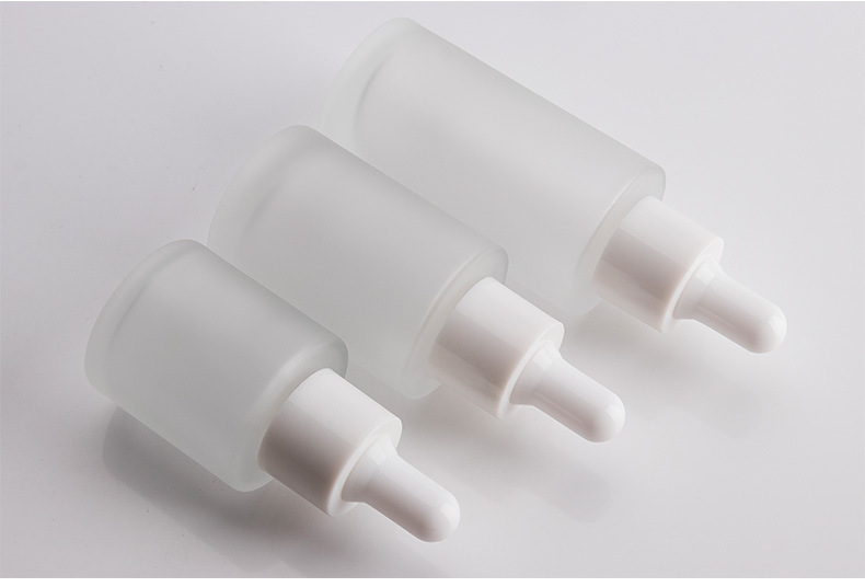 white clear cylinder flat shoulder dropper bottle