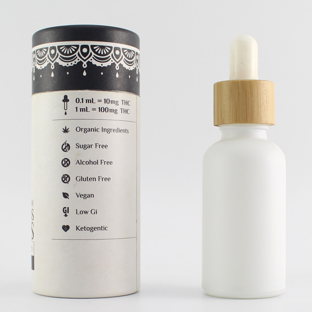 white color glass tincture bottle with bamboo cap glass eye dropper for Essential Oils