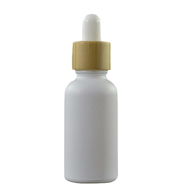 white color glass tincture bottle with bamboo cap glass eye dropper for Essential Oils