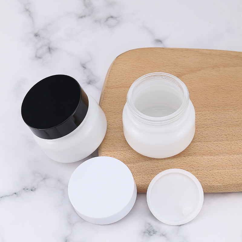 white cosmetic 50ml glass jar packaging white cream jar with cosmetic jar