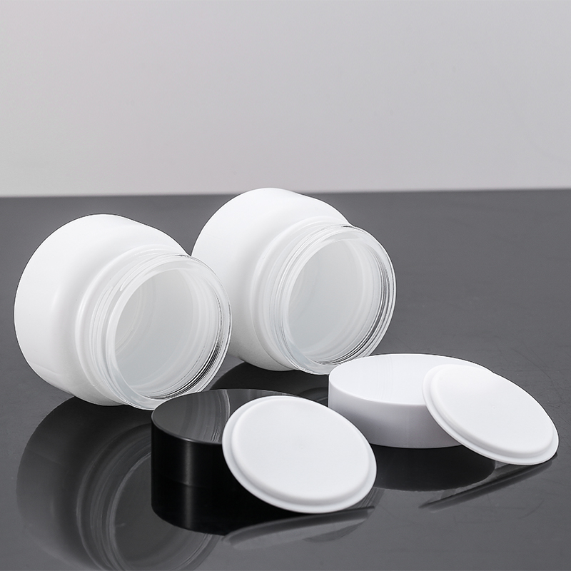 white cosmetic 50ml glass jar packaging white cream jar with cosmetic jar