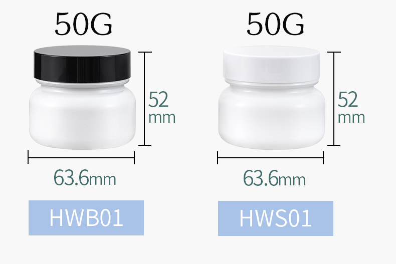 white cosmetic 50ml glass jar packaging white cream jar with cosmetic jar