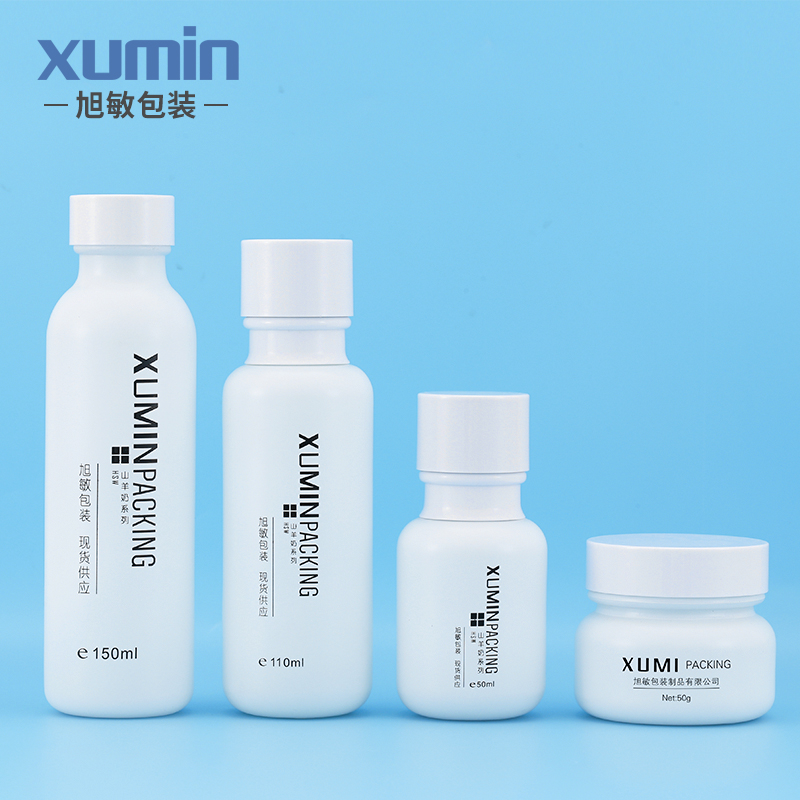 white cosmetic glass jars and bottles 50g 50ml 110ml 150ml lotion pump with skin care packaging