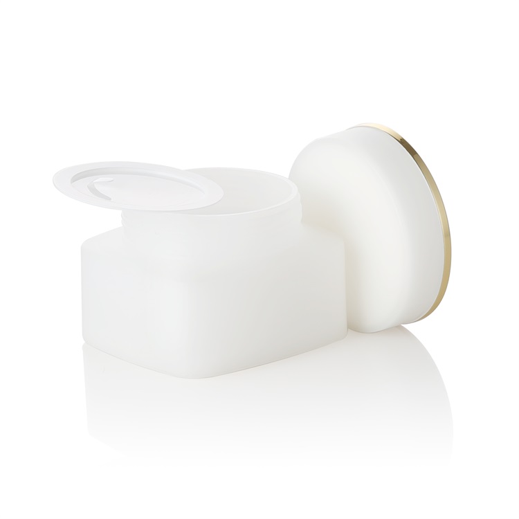 white double wall square 50g acrylic personal care face cream mask jar with gold line