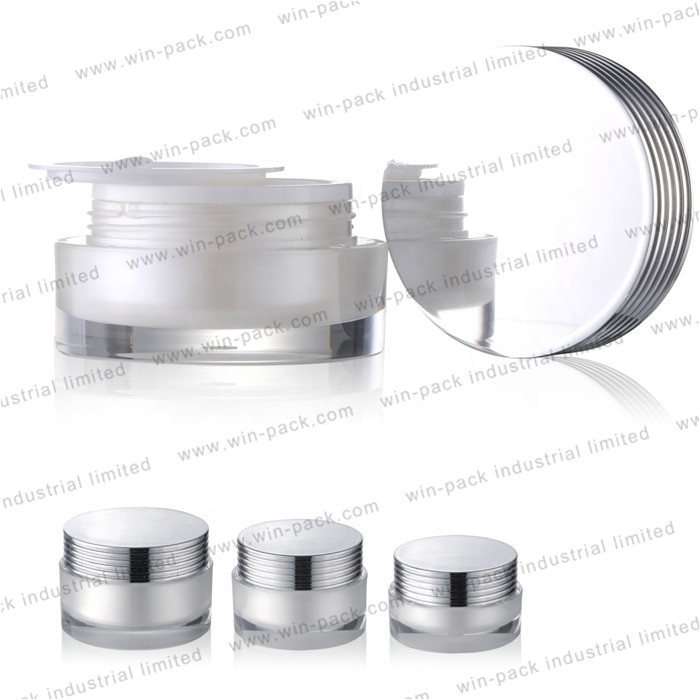 white fancy high quality small plastic acrylic cosmetic body cream jar 15g 30g 50g
