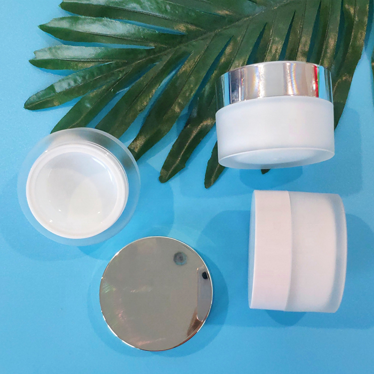 white frosted acrylic cream cosmetics jar 10g 15g 20g 30g 50g 100g
