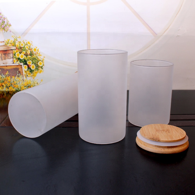 white frosted borosilicate glass storage jars with bamboo lid 500ml 650ml 750ml 1000ml