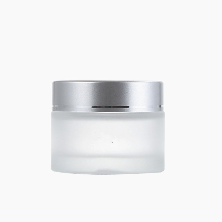 white frosted cosmetic cream glass jars with metal lid 50g