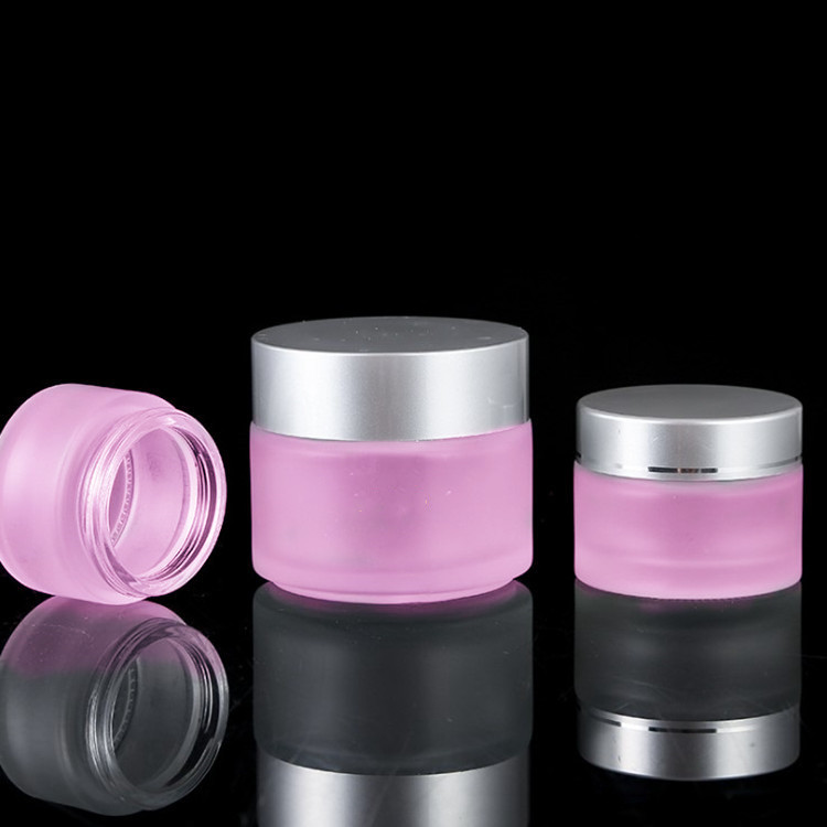 white frosted cosmetic cream glass jars with metal lid 50g