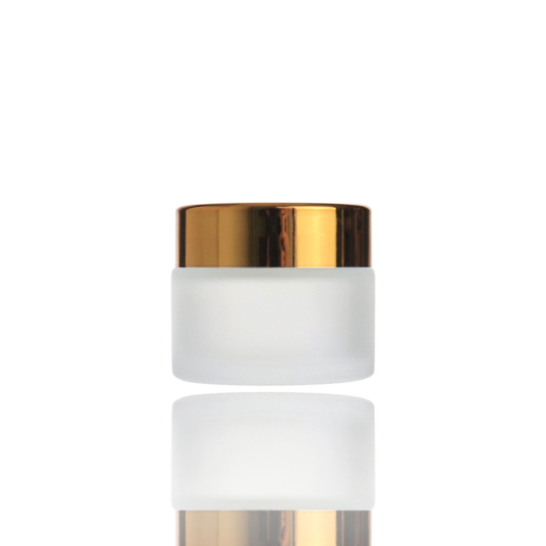 white glass cosmetic frosted cream jar with gold lid