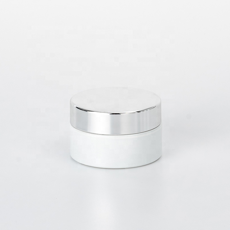 white glass cosmetic jar white glass jar cosmetics with aluminum lid