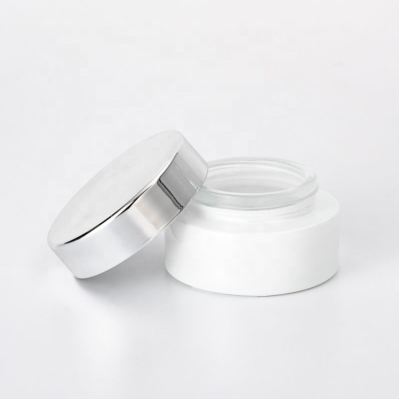 white glass cosmetic jar white glass jar cosmetics with aluminum lid