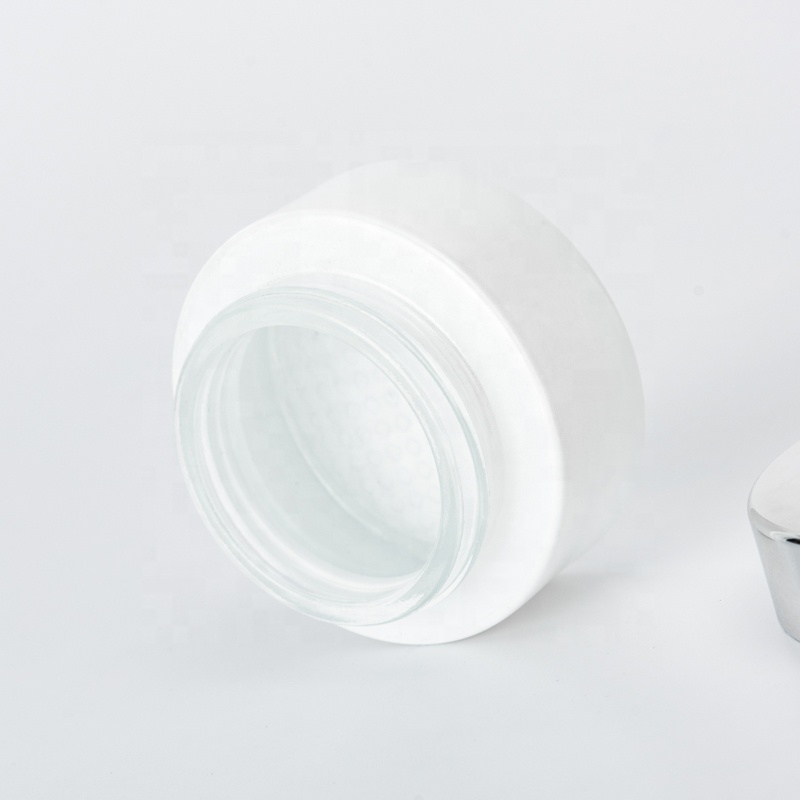 white glass cosmetic jar white glass jar cosmetics with aluminum lid