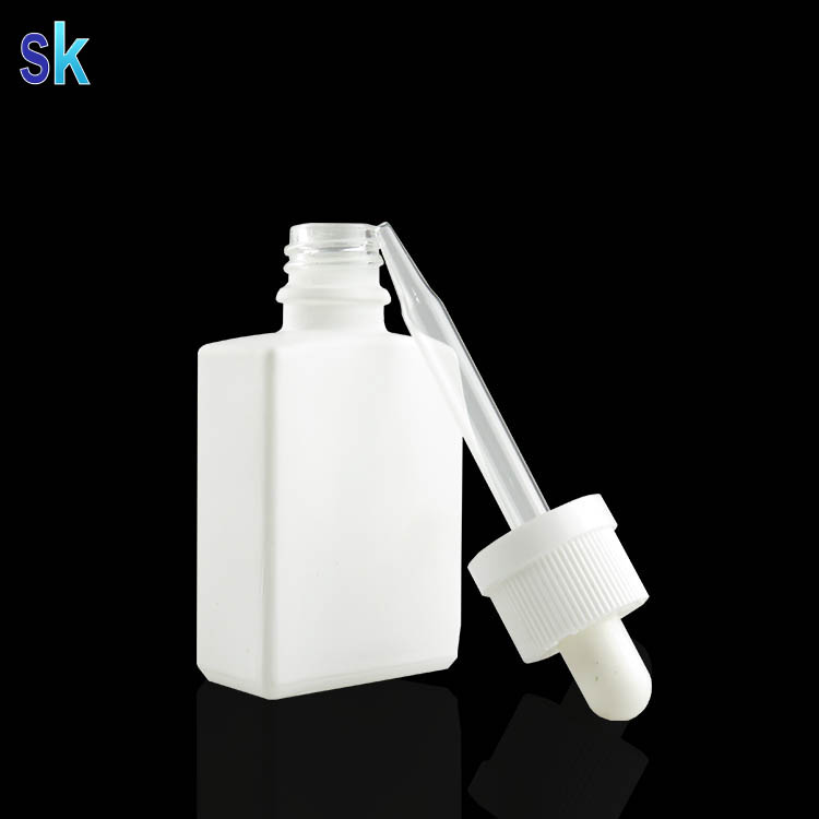 white matt rectangle 30ml glass bottle for e-liquid