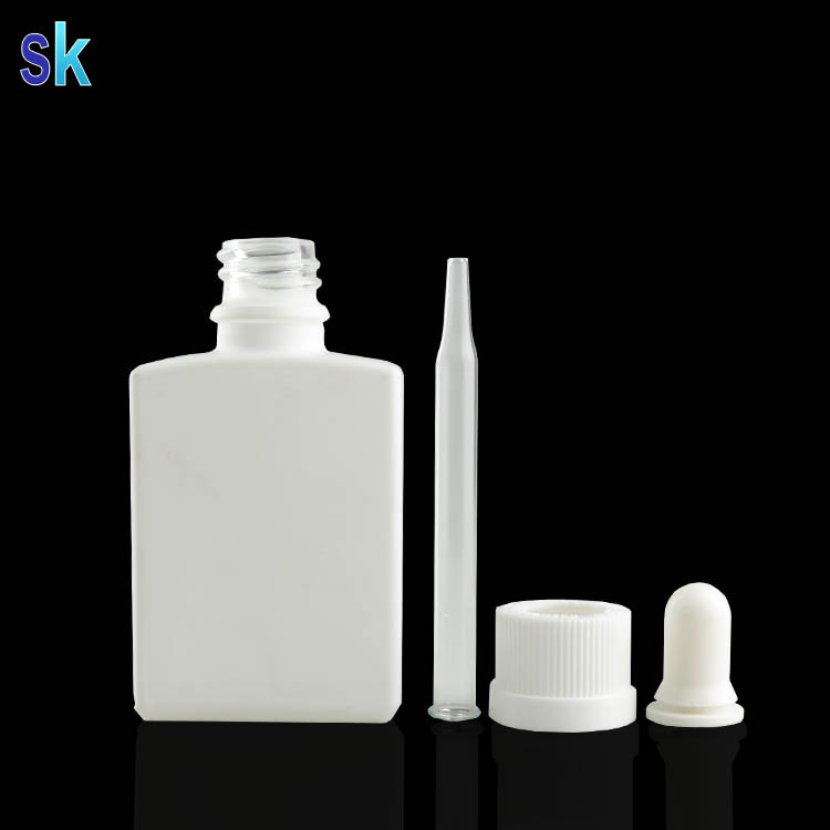 white matt rectangle 30ml glass bottle for e-liquid