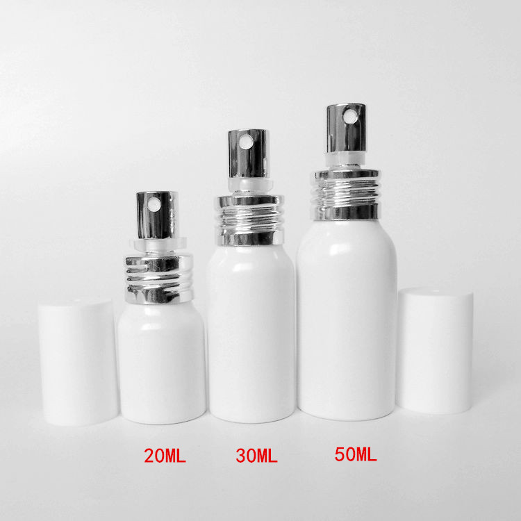 white perfume atomizer spray bottle 30ml 50ml 2oz 80/100/120ml colorful mist spray aluminum travelling cosmetic dispenser bottle