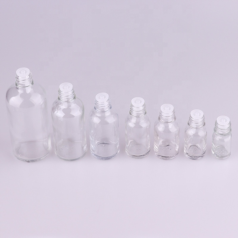 white plastic oil cap tamper-proof 18mm for 5ml 10ml 15ml 20ml 30ml 50ml 100ml transparent clear glass essential oil bottle