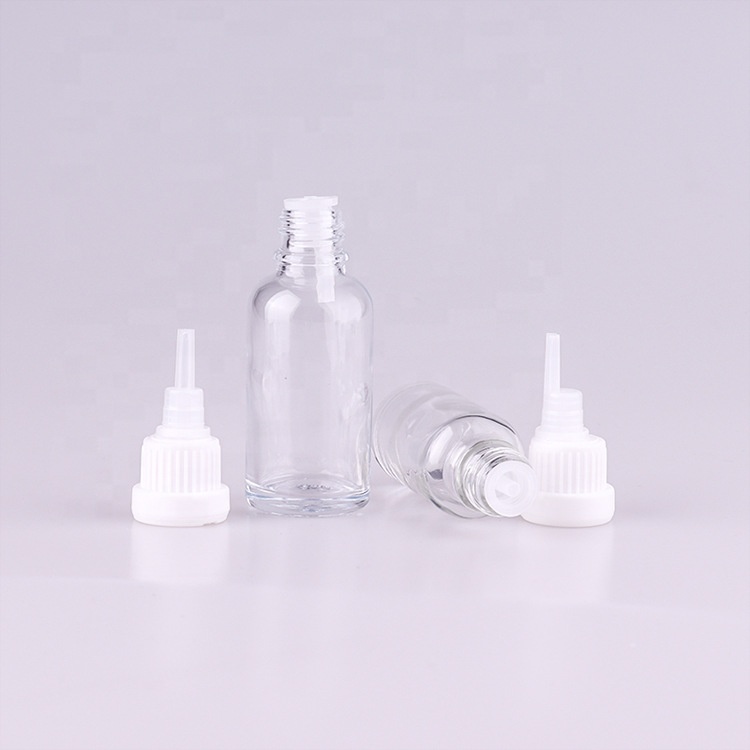white plastic oil cap tamper-proof 18mm for 5ml 10ml 15ml 20ml 30ml 50ml 100ml transparent clear glass essential oil bottle