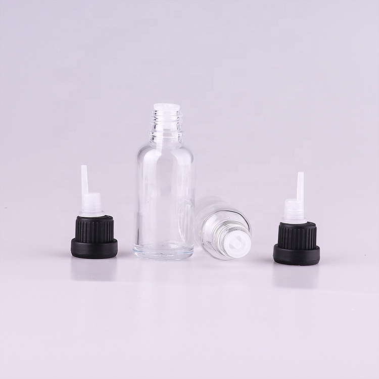 white plastic oil cap tamper-proof 18mm for 5ml 10ml 15ml 20ml 30ml 50ml 100ml transparent clear glass essential oil bottle