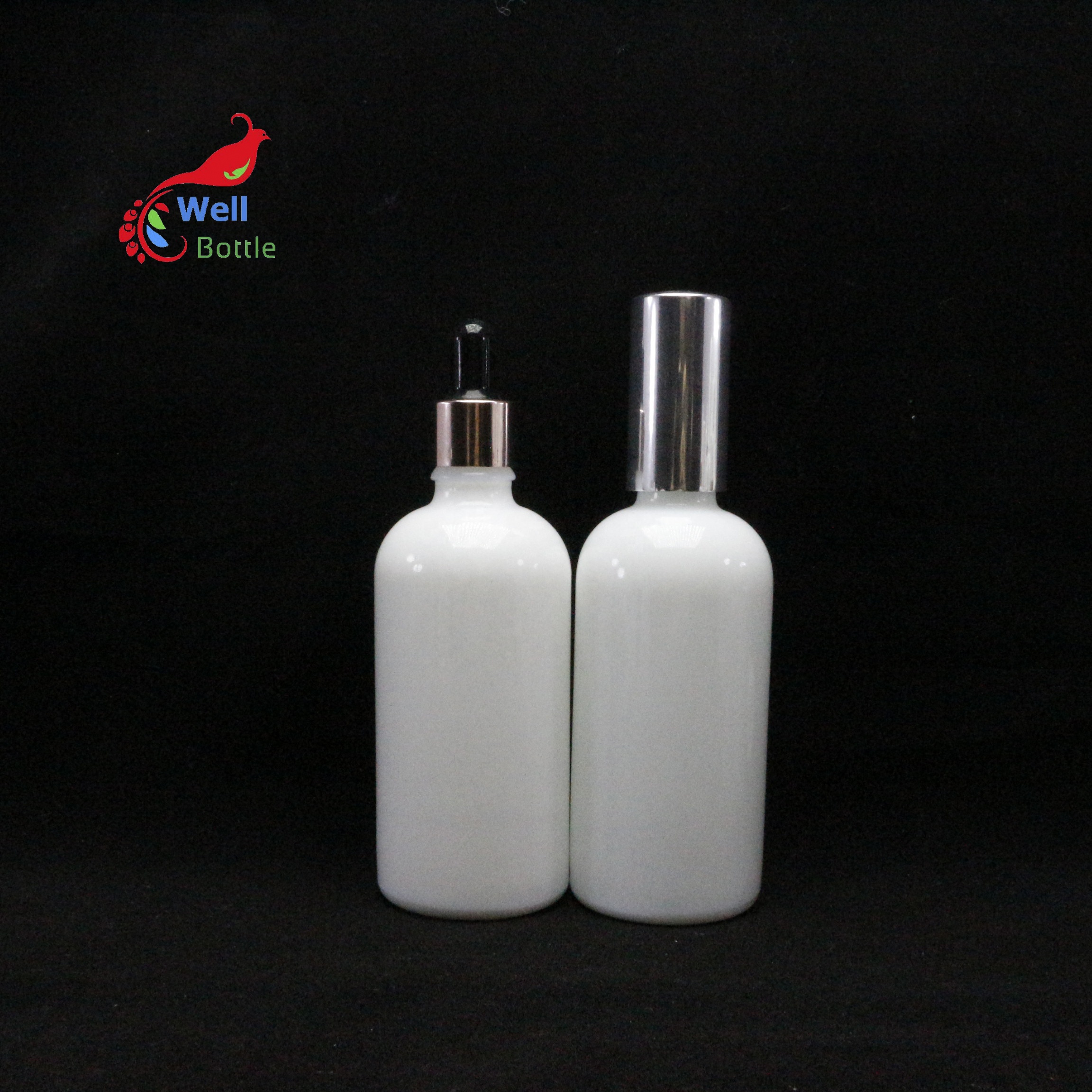 white porcelain glass dropper bottle with bamboo cap for loion serum 30ml 50ml cosmetic packaging WP-21B