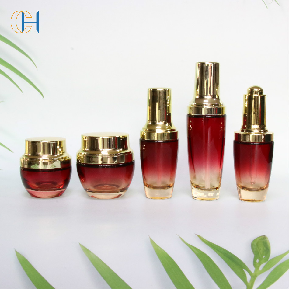 whole sale 30ml 50ml 100ml Cosmetic Glass Bottle Packaging Cream Jar Spray lotion Pump