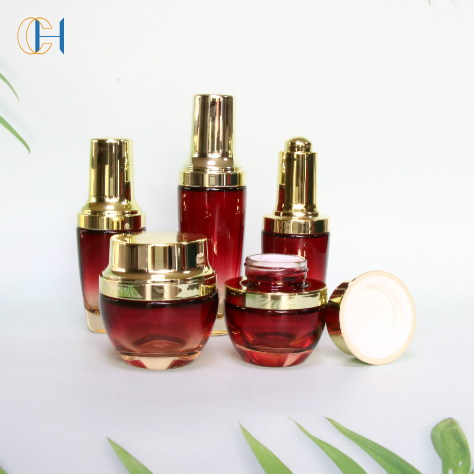 whole sale 30ml 50ml 100ml Cosmetic Glass Bottle Packaging Cream Jar Spray lotion Pump