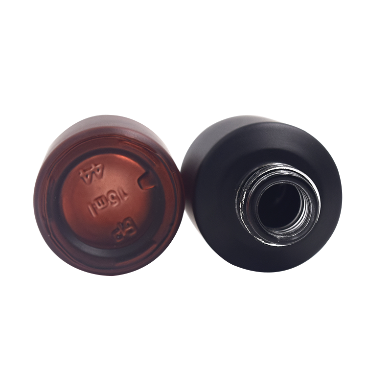 whole sale matte black small 15ml 30ml frosted empty round cosmetic bottles glass dropper bottle for skin care oil