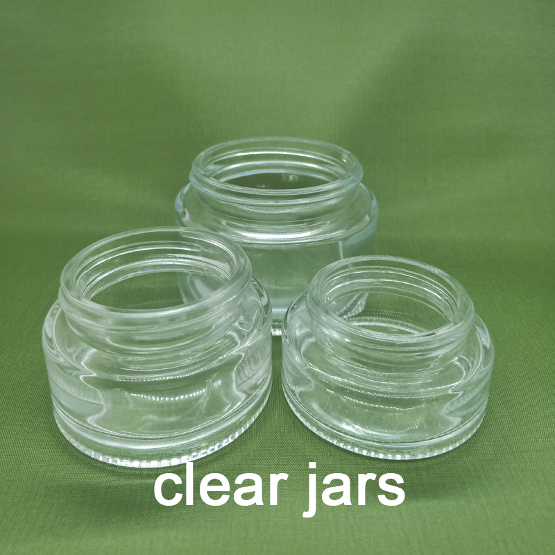 whole sale small  clear and frosted 2 oz cosmetic cream glass jars for cream with wood lid and screw cap