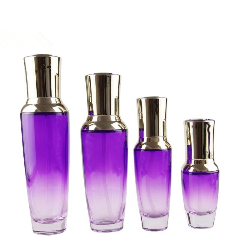 whole set hot sale 100ml purple emprt cosmetics cream glass bottles and jars