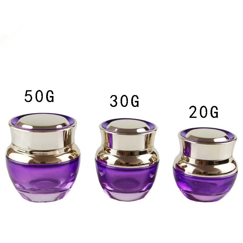 whole set hot sale 100ml purple emprt cosmetics cream glass bottles and jars