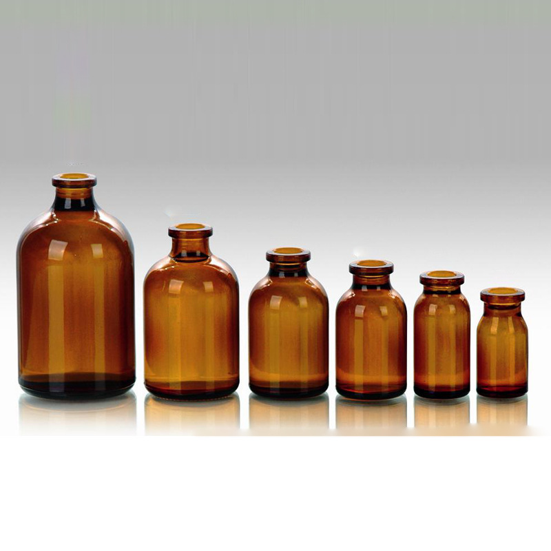 whole sizes 8ml, 10ml, 20ml, 30ml, 50ml, 100ml USP Type Amber Injection glass Bottle pharmaceutical glass bottle