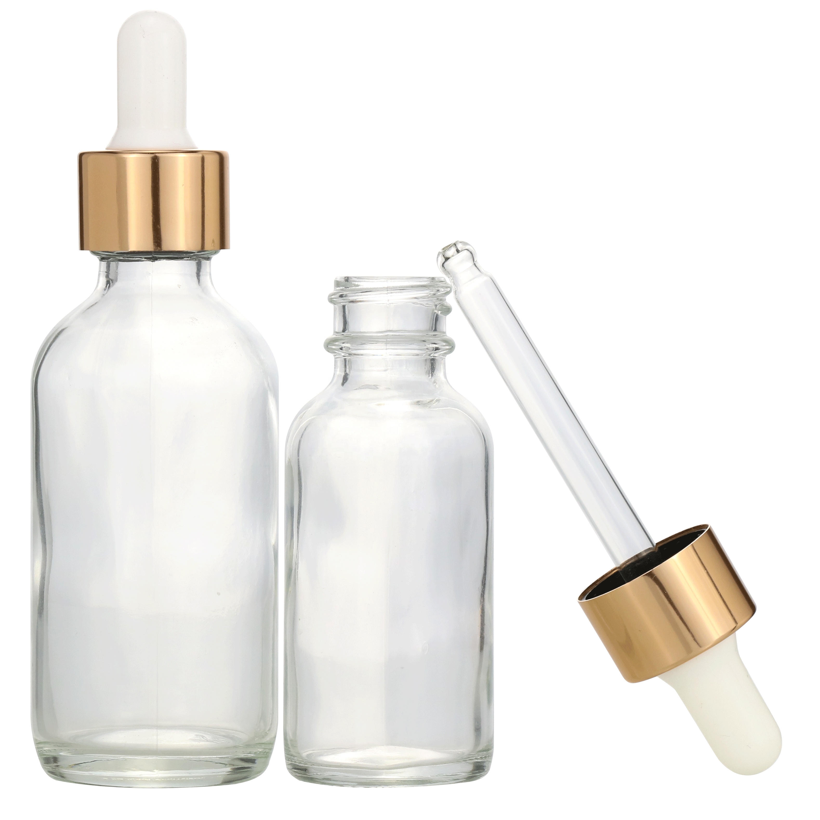 wholesale 0.5oz 1oz 2oz 4oz 8oz 16oz  Clear Amber Blue Boston Round Essential Oil Glass Bottle