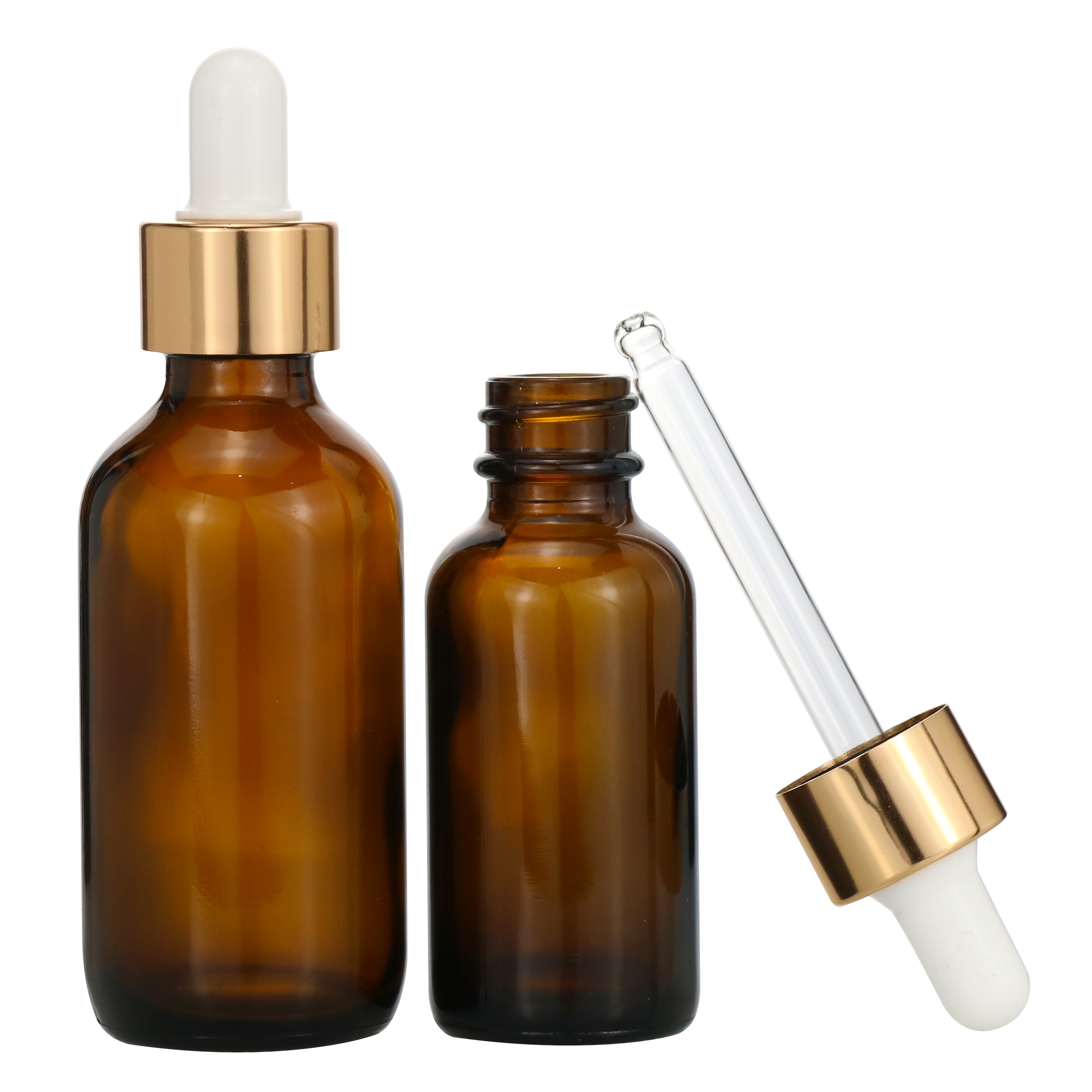 wholesale 0.5oz 1oz 2oz 4oz 8oz 16oz Clear Amber Blue Boston Round Essential Oil Glass Bottle