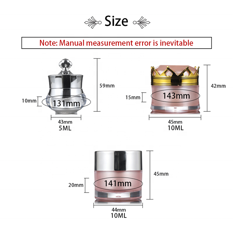 wholesale 10 ml acrylic empty glass jar with lid silver cream jar for girl and women