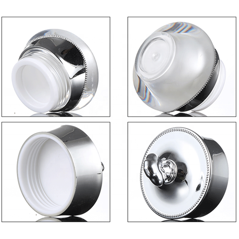 wholesale 10 ml acrylic empty glass jar with lid silver cream jar for girl and women