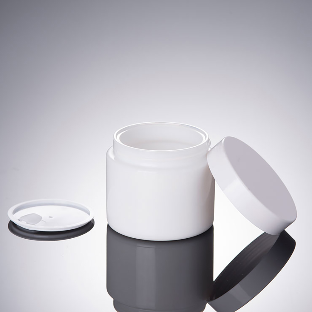 wholesale 100g white jade glass cream jar with screw cap, skincare glass packaging