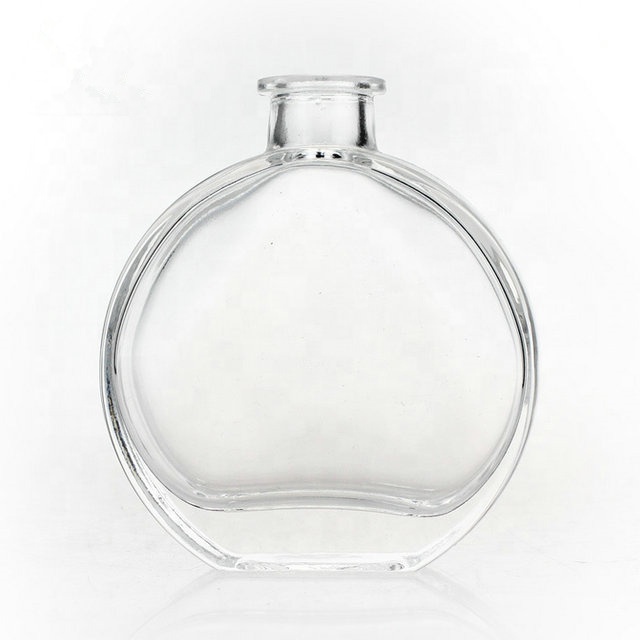 wholesale 100ml 150ml 200ml clear flat round reed diffuser glass bottle for decoration
