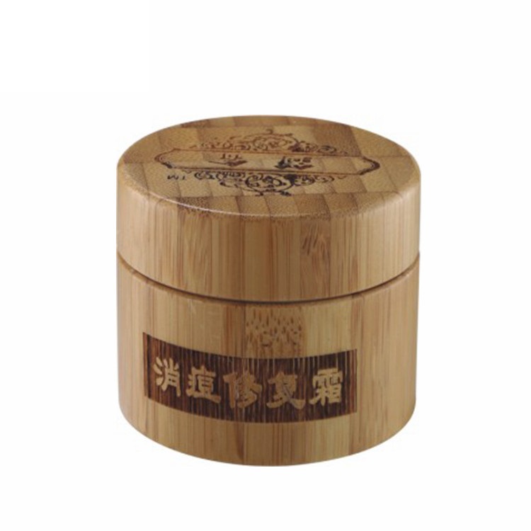 wholesale 100ml cosmetic bamboo glass container jar