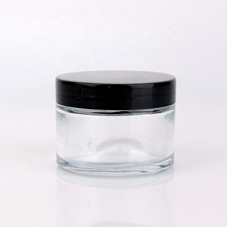 wholesale 100ml straight side wide mouth glass cosmetic cream jar for skin care with plastic lid