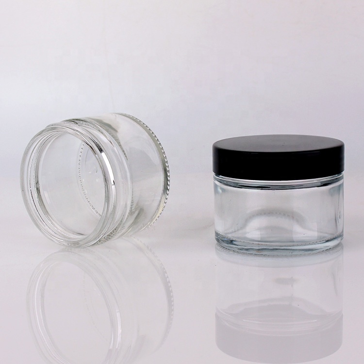 wholesale 100ml straight side wide mouth glass cosmetic cream jar for skin care with plastic lid