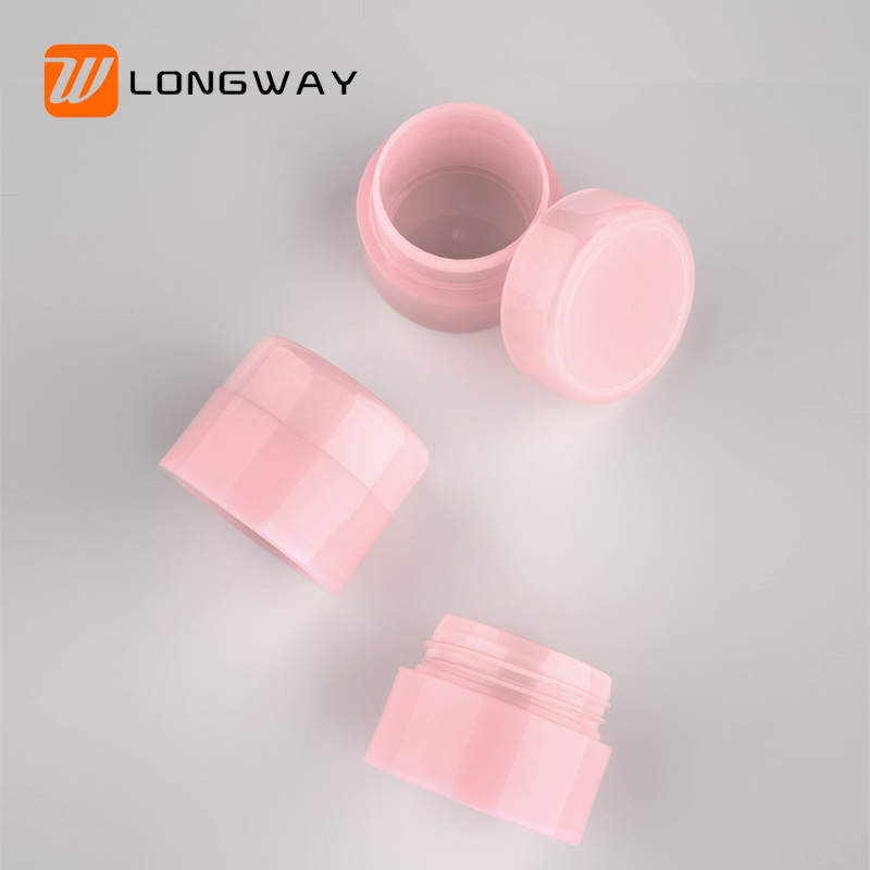 wholesale 10g double wall plastic cosmetics pink jar pigment balm cream jar with lid for nail powder container